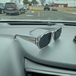 Clear Frame Sunglasses with Dark Lenses